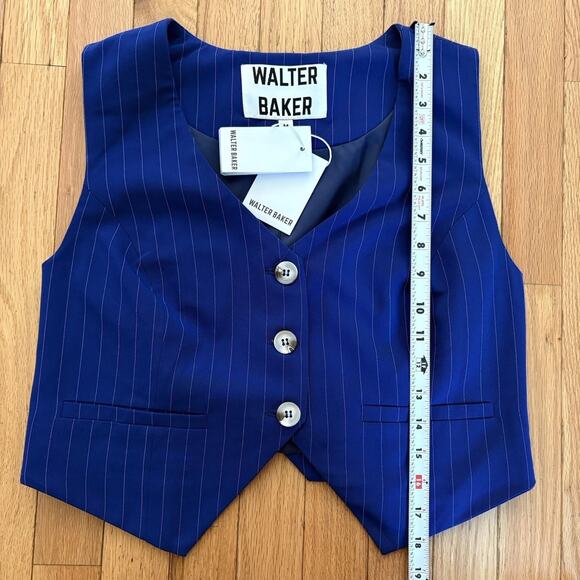 WALTER BAKER Luanna Vest Size Medium Royal Blue Pin Stripe Preppy Academia - Picture 5 of 7